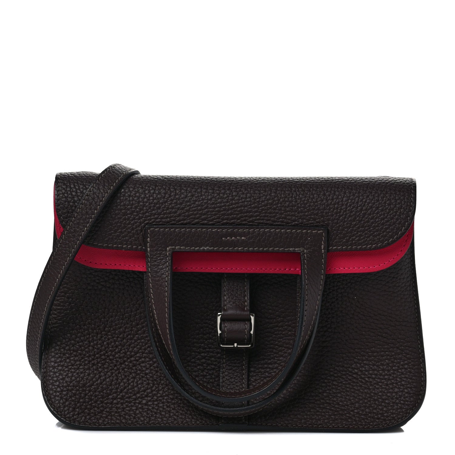 Hermes Taurillon Clemence Verso Halzan 25 Rouge Sellier Framboise 1 of 8