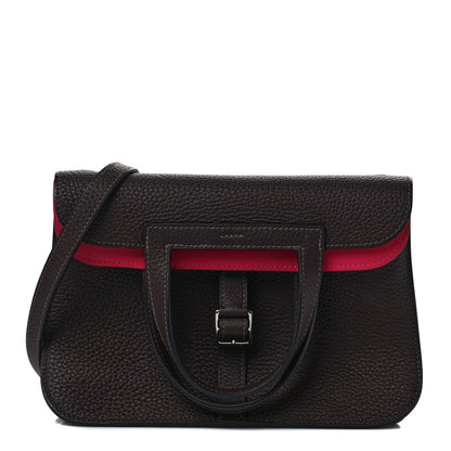 Hermes Taurillon Clemence Verso Halzan 25 Rouge Sellier Framboise 1 of 8