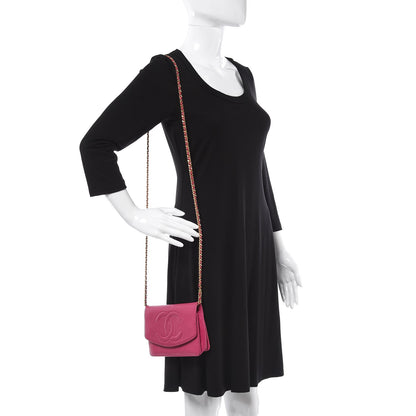 Chanel Caviar Timeless CC Wallet On Chain WOC Dark Pink 2 of 16