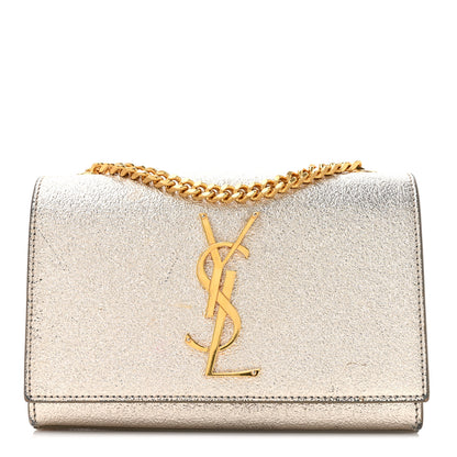 Saint Laurent Metallic Calfskin Small Classic Monogram Kate Satchel Platine 2 of 29