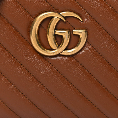 Gucci Glazed Calfskin Matelasse Diagonal Small GG Marmont Chain Shoulder Bag Cuir 8 of 13