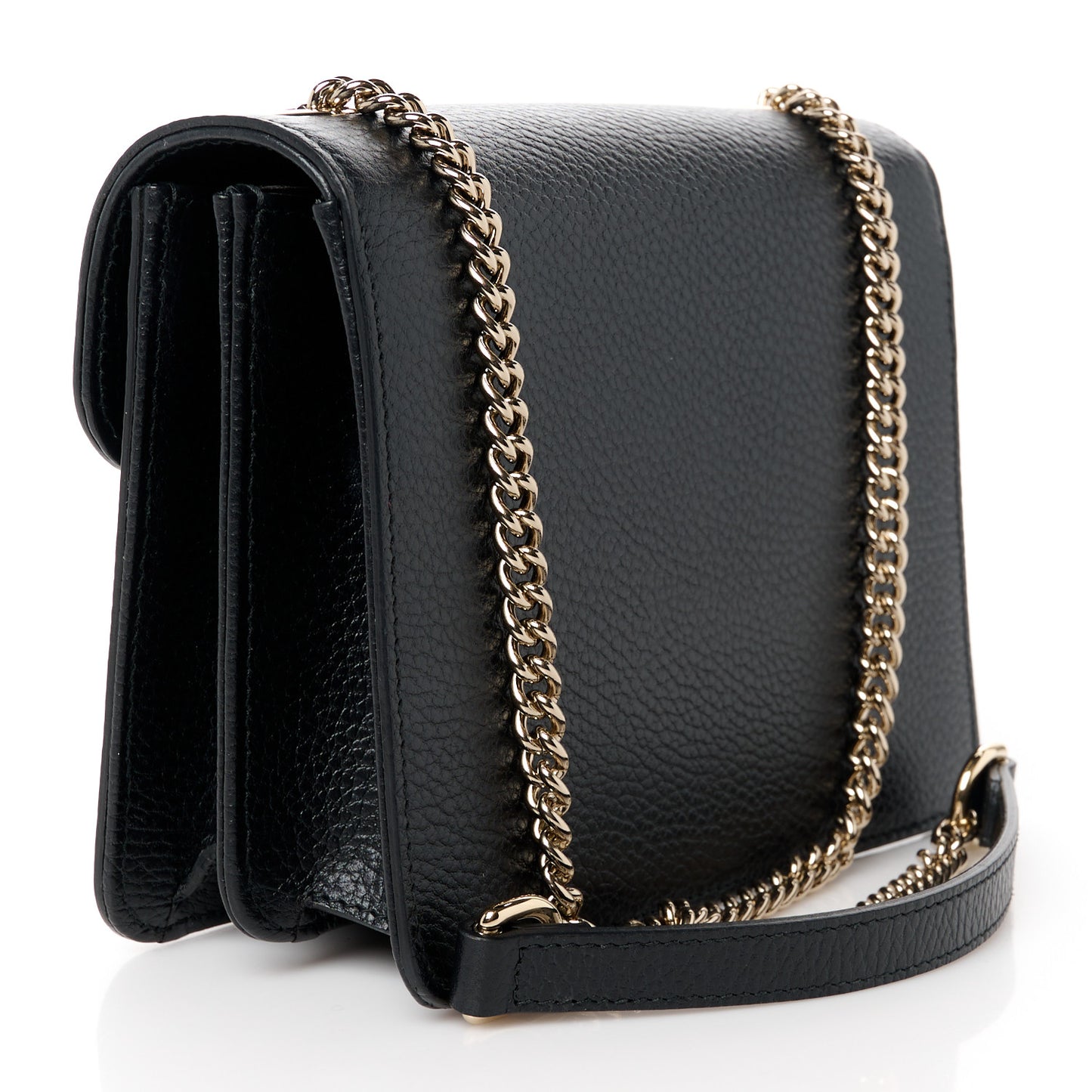 Dollar Calfskin Small Interlocking G Shoulder Bag Black
