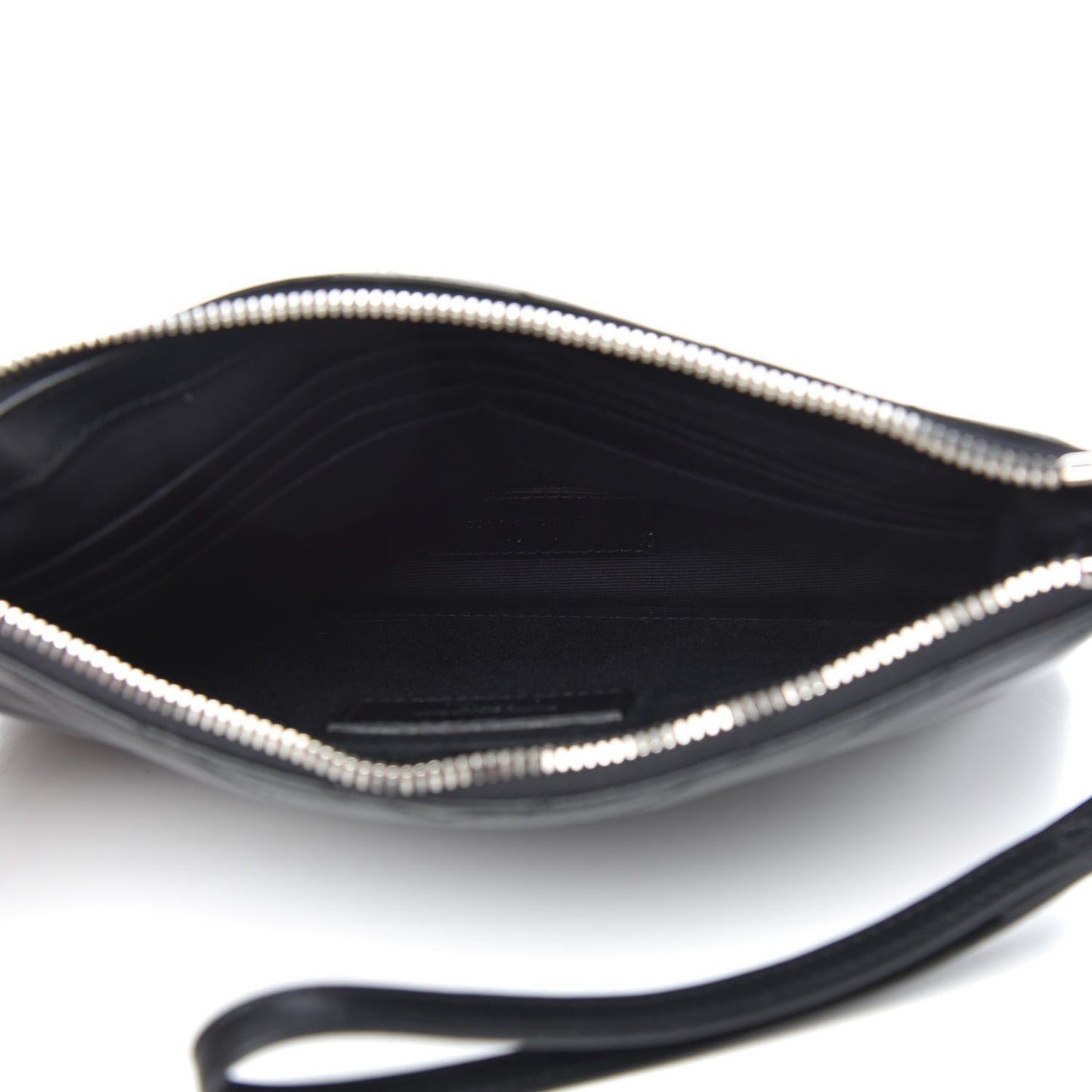 Calfskin Matelasse Chevron Monogram A5 Wristlet Black