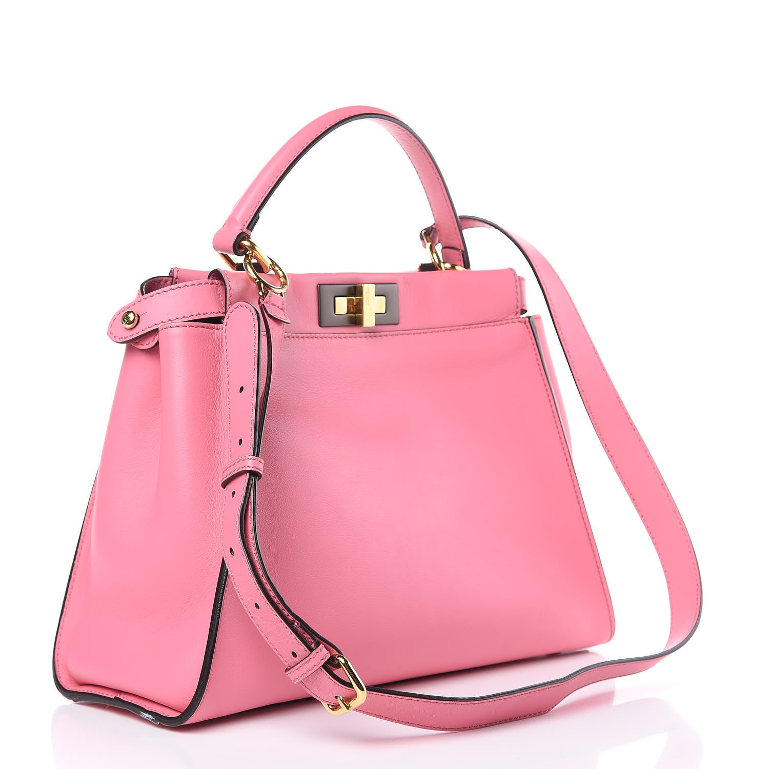 Fendi Vitello Seta Medium Peekaboo Iconic Satchel Pink 3 of 16