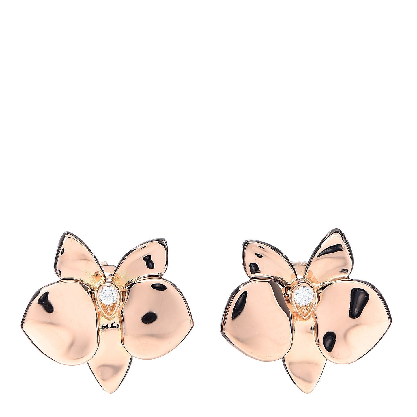 18K Pink Gold Diamond Caresse D'Orchidees Par Earrings
