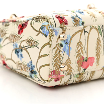 Christian Dior Calfskin Hibiscus Printed Embroidered Mini Lady Dior Beige Multicolor 9 of 14