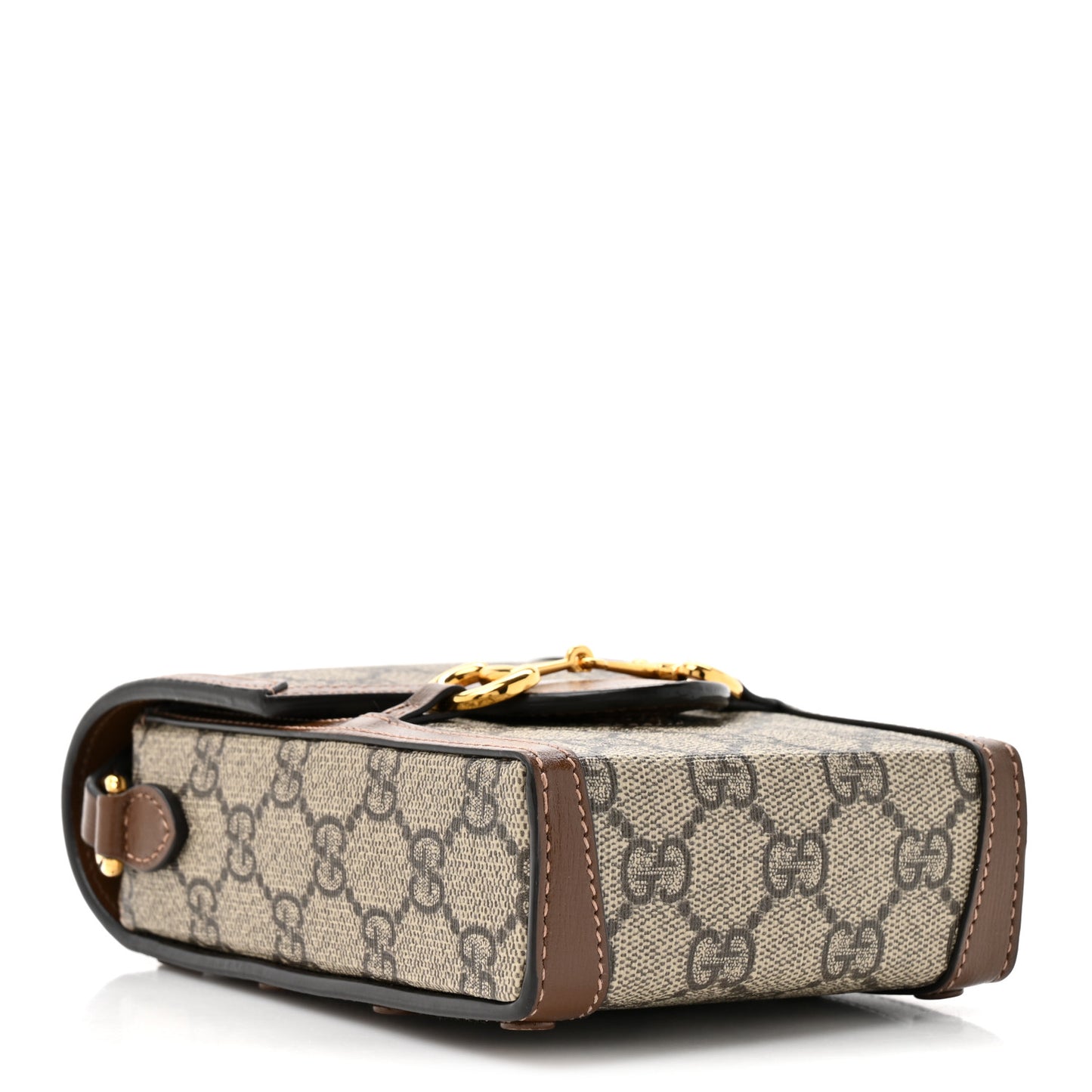 GG Supreme Monogram Mini Horsebit 1955 Crossbody Bag Beige Brown Sugar