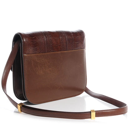 Celine Ostrich Leg Medium Classic Box Flap Bag Havana 3 of 9