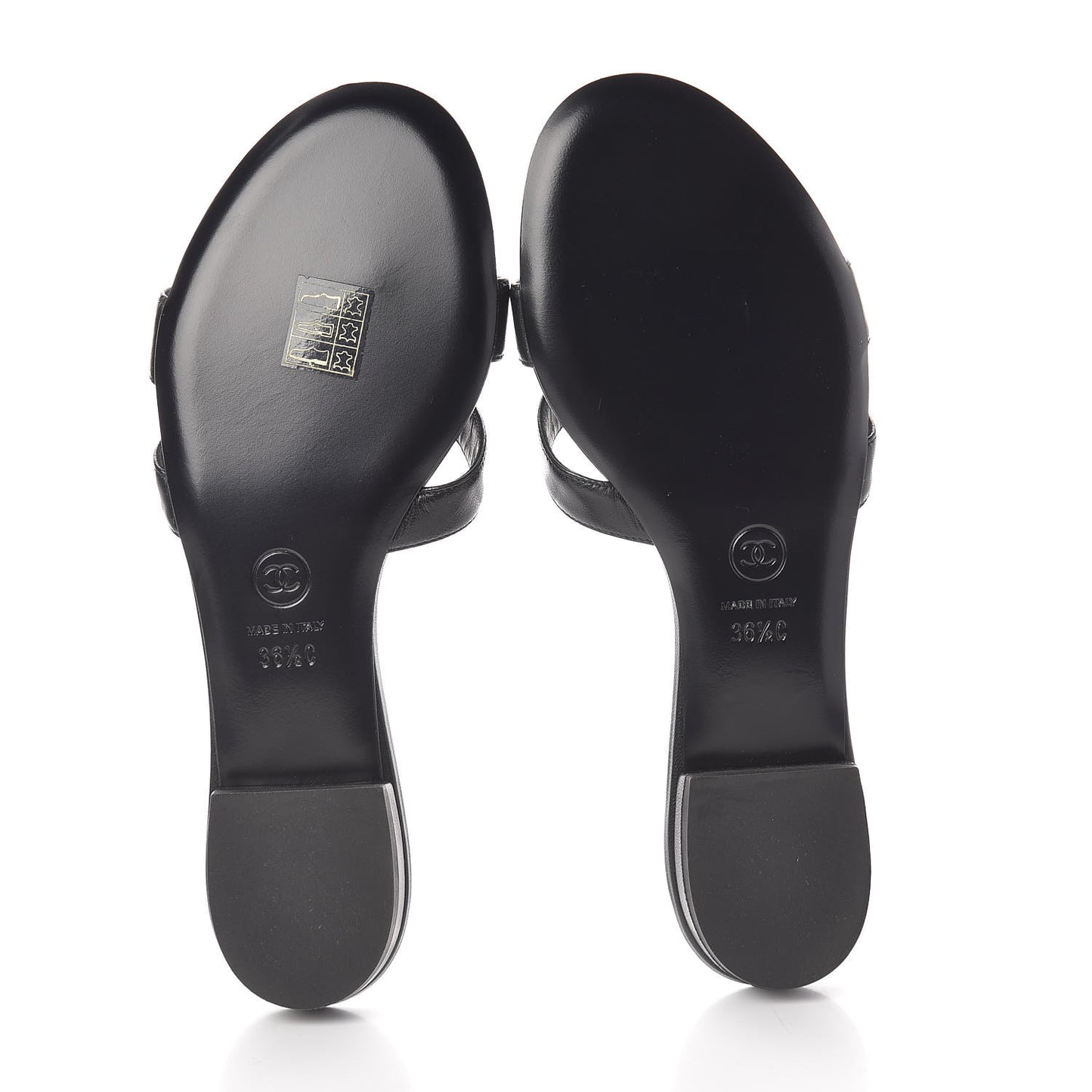 Lambskin Camellia Sandal Mules 36.5 Black