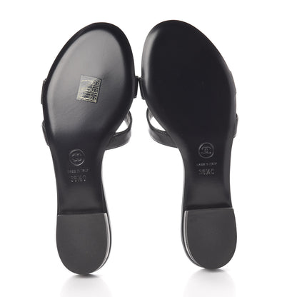 Chanel Lambskin Camellia Sandal Mules 36.5 Black 7 of 8