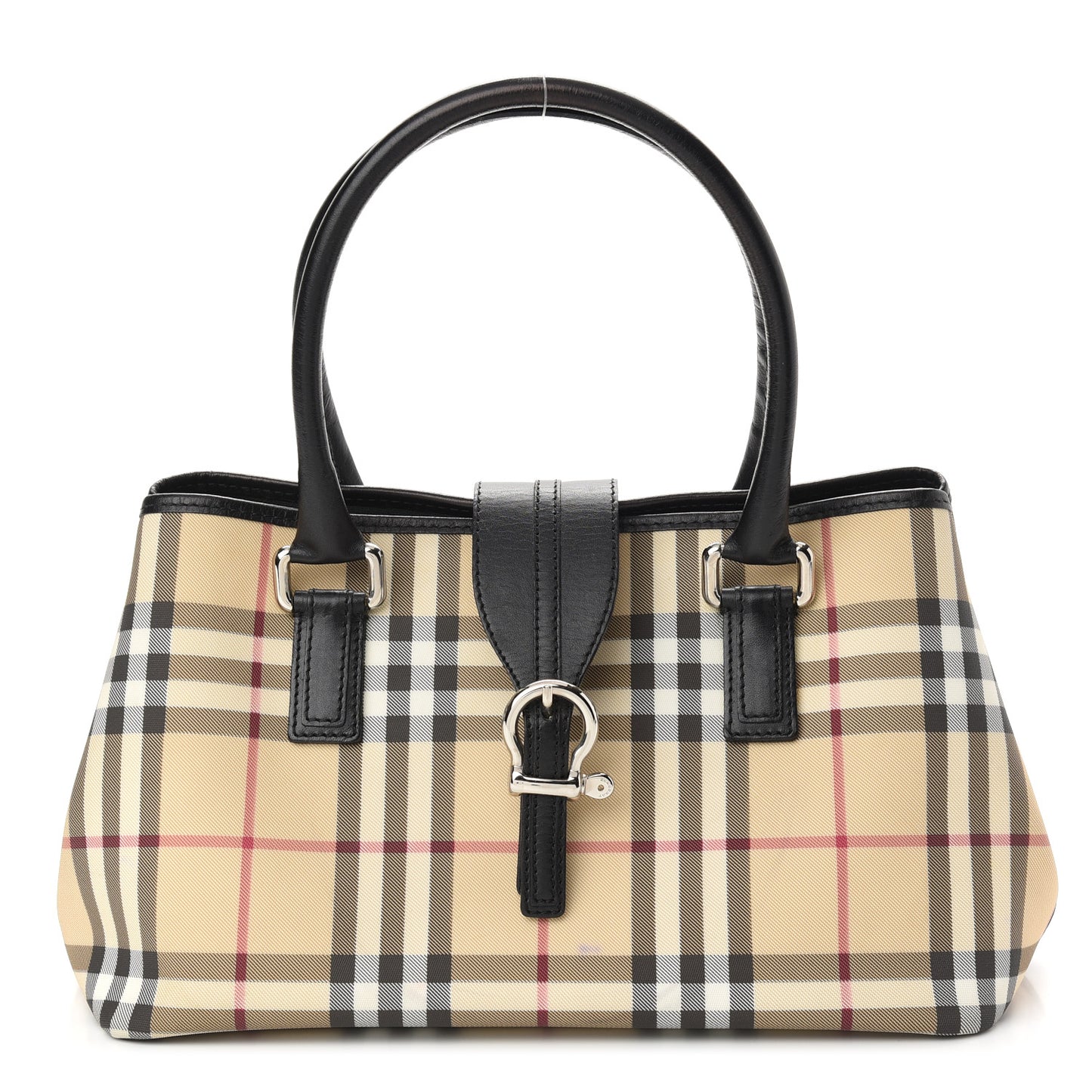 House Check Buckle Tote Black