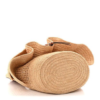 Loewe Raffia Calfskin Paulas Ibiza Balloon Ruffle Basket Tote Bag Natural Tan 4 of 10