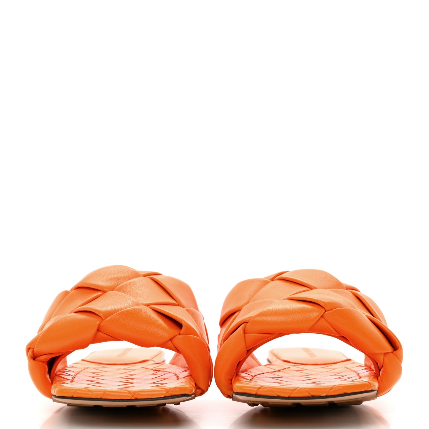 Nappa Maxi Intrecciato Lido Flat Sandals 38 Tangerine