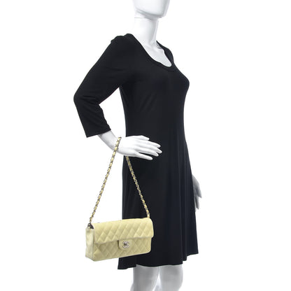Chanel Distressed Patent Calfskin Quilted East West Flap Clutch Ivory 2 of 13