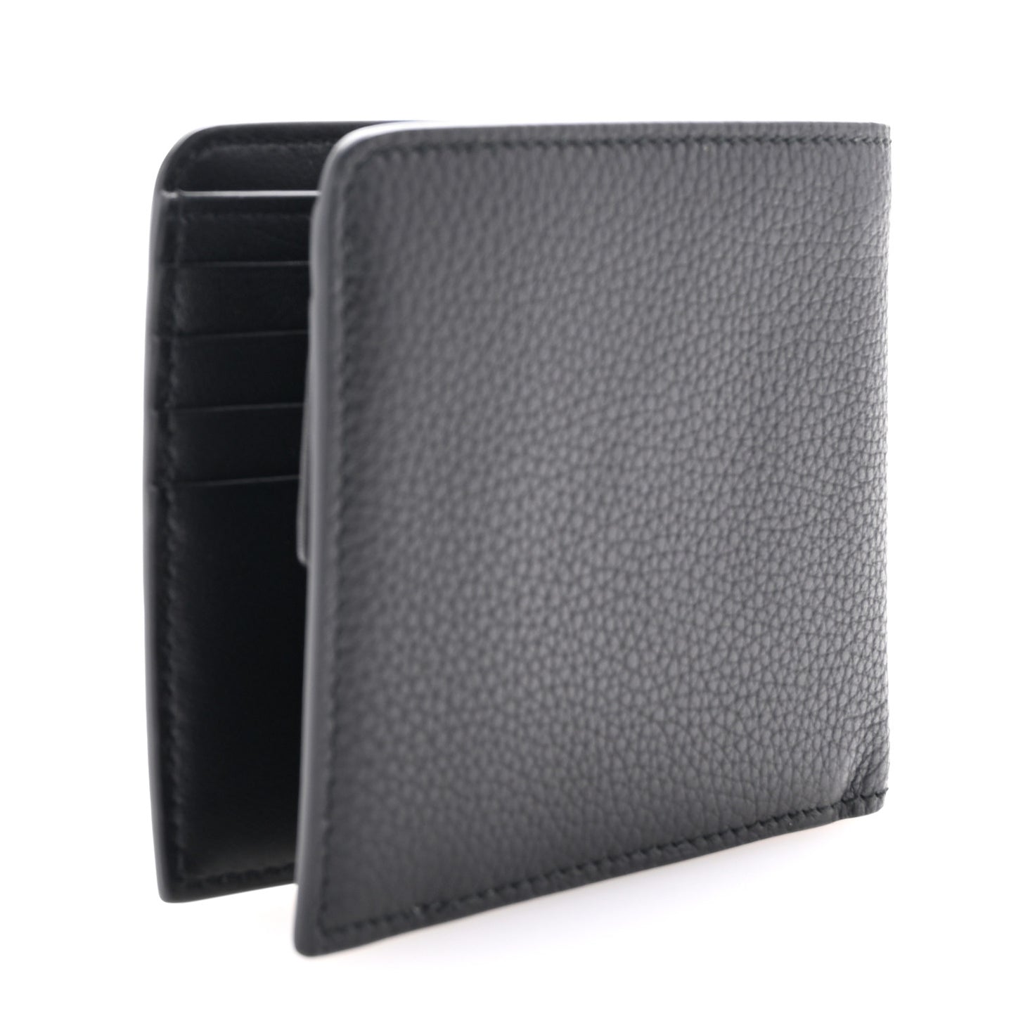 Grained Calfskin Bi-Fold Wallet Black