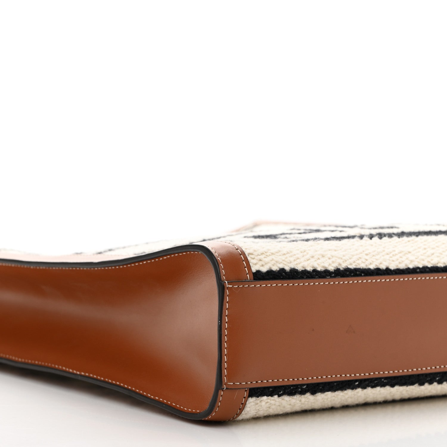 Celine All Over Textile Calfskin Small Vertical Cabas Natural Tan Black 9 of 11