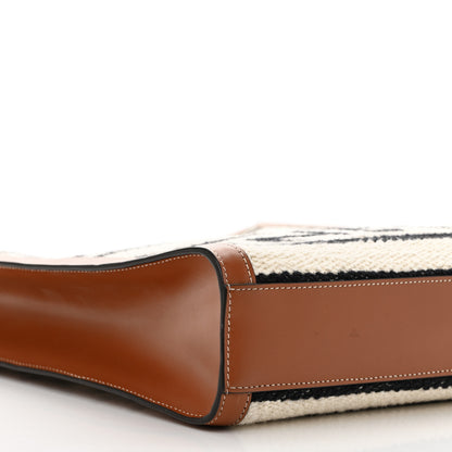 Celine All Over Textile Calfskin Small Vertical Cabas Natural Tan Black 9 of 11