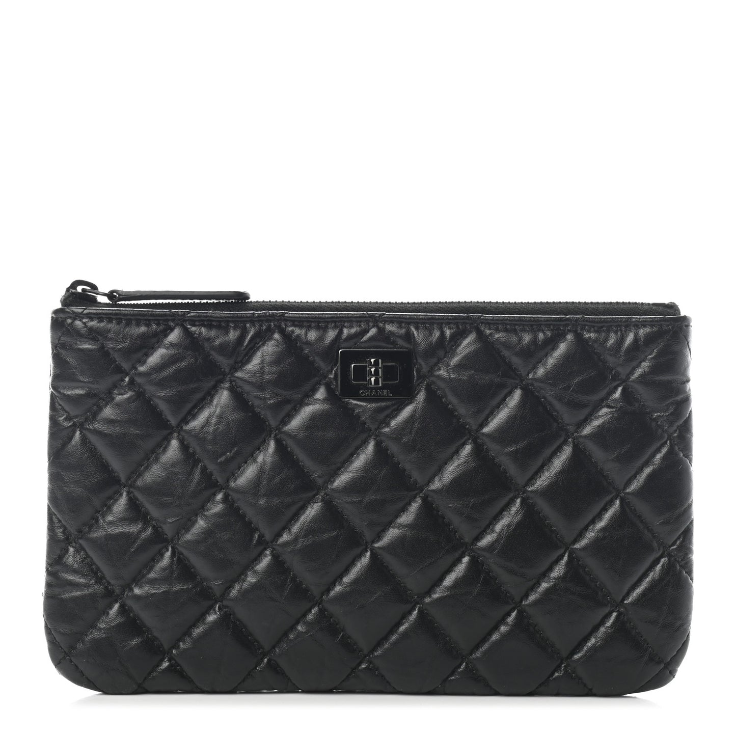 Aged Calfskin Quilted Medium Reissue Cosmetic Case So Black