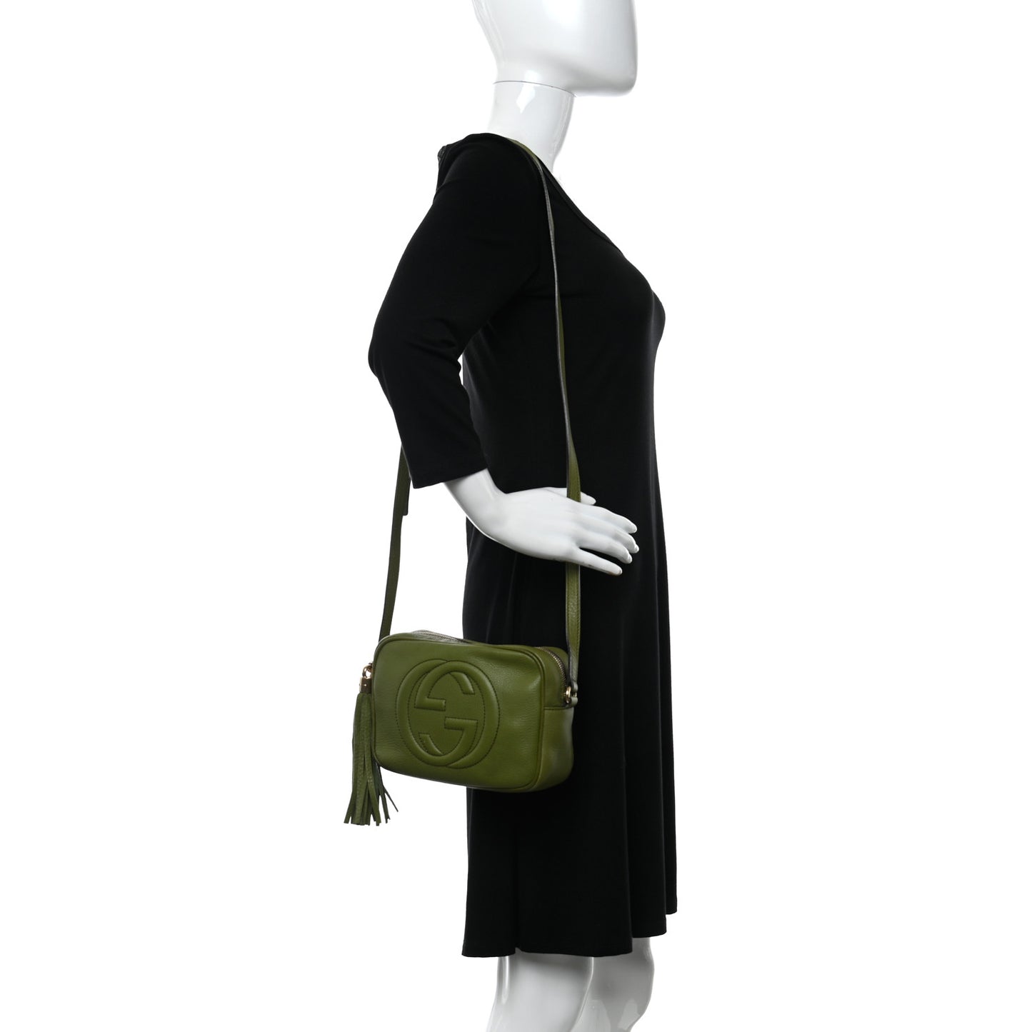 Pebbled Calfskin Small Soho Disco Bag Green