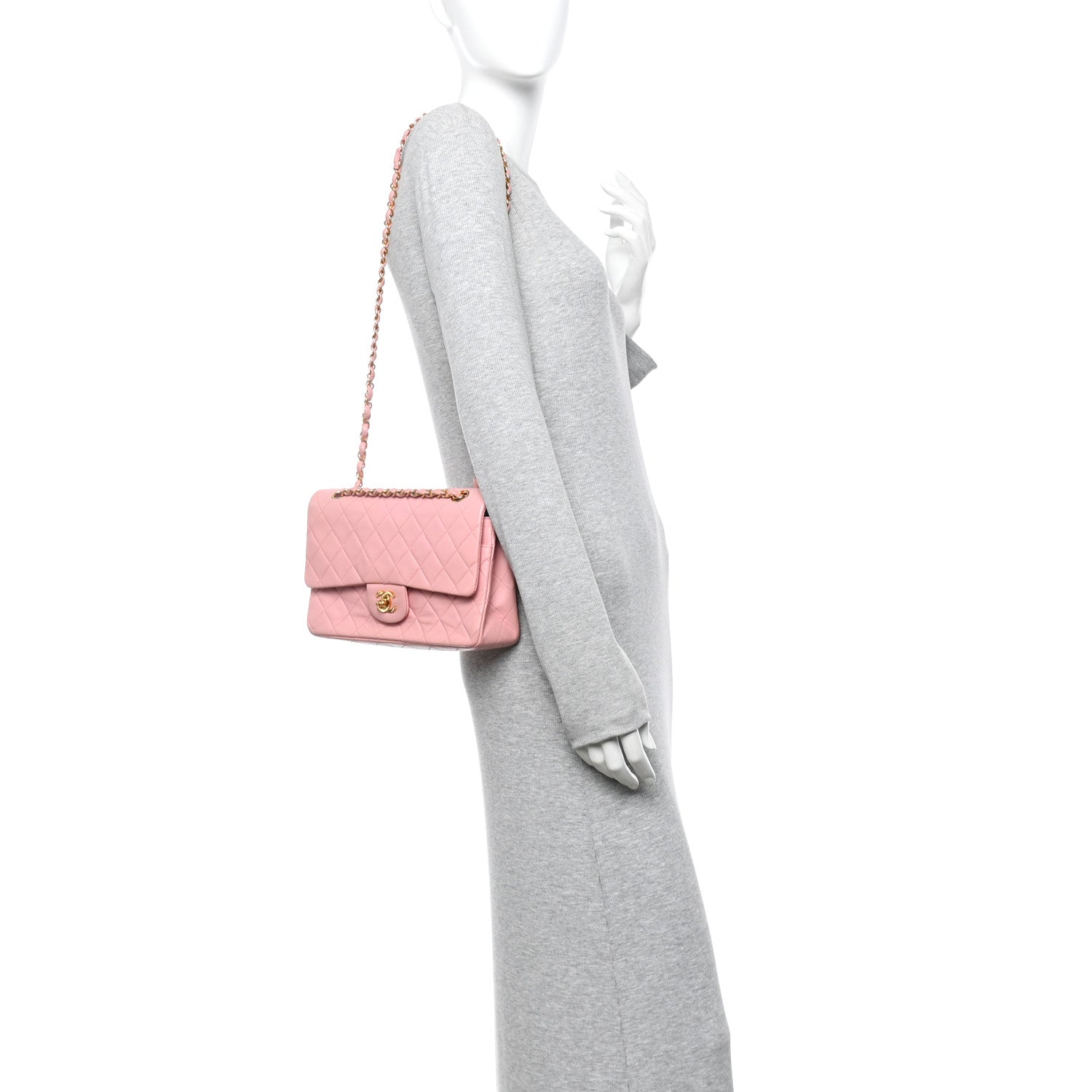 Chanel Lambskin Quilted Medium Double Flap Light Pink 2 of 16