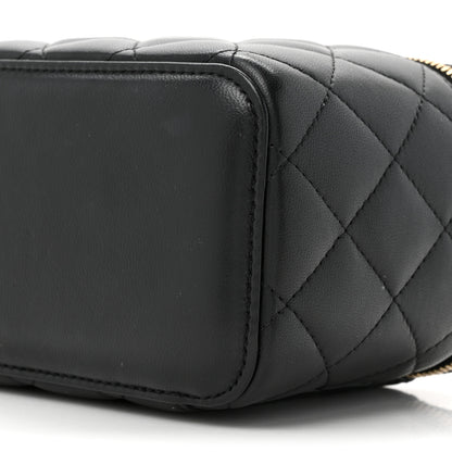 Chanel Lambskin Quilted Pearl Crush Small Vanity Case With Chain Black 9 of 11