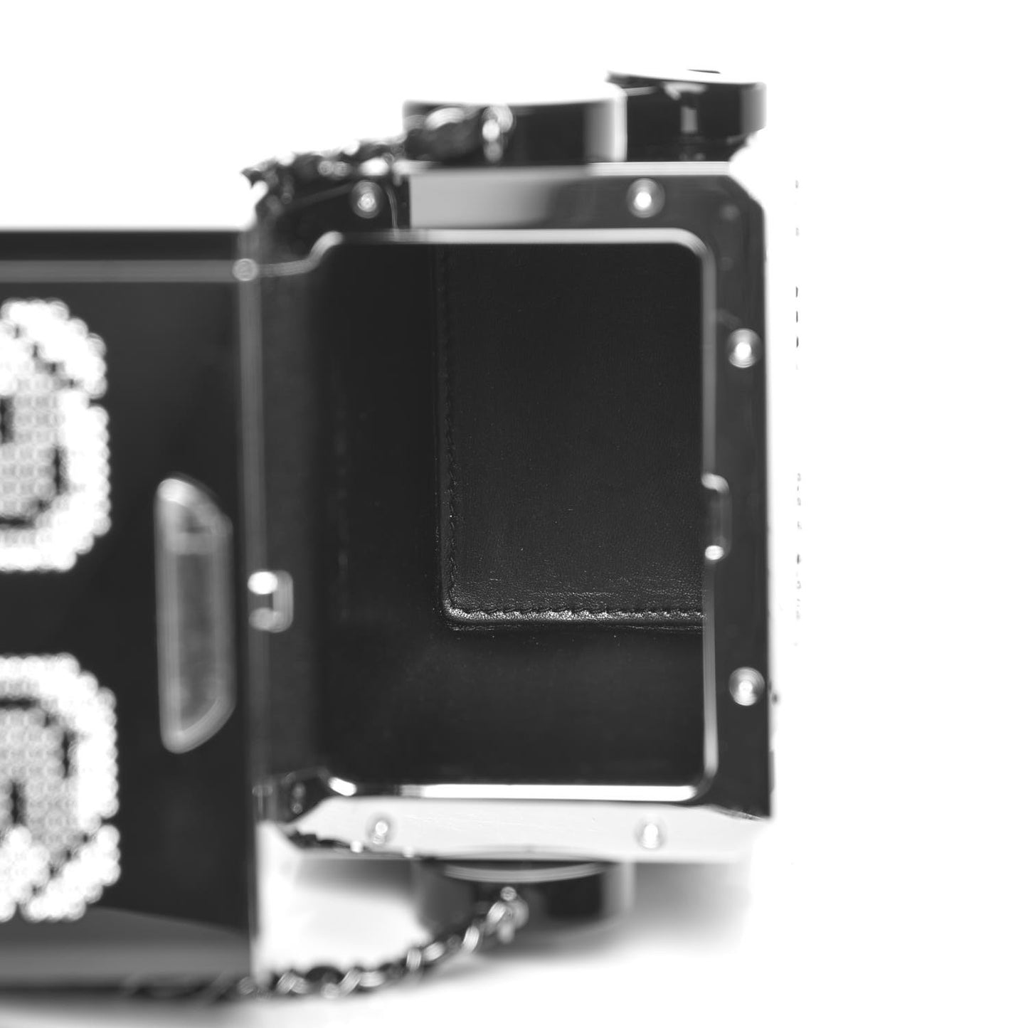 Plexiglass Crystal Robot Minaudiere Clutch Black