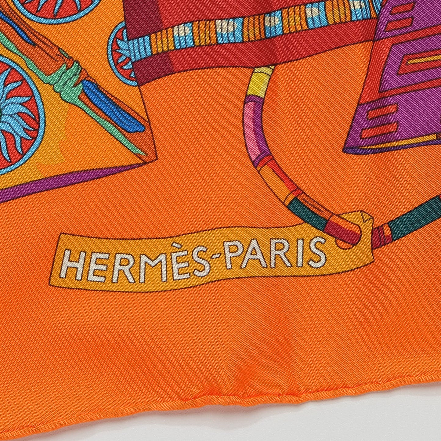 Silk Voyage En Etoffes Scarf 90 Orange Violet Jaune