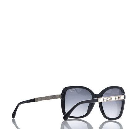 Chanel Crystal Baguette Polarized Square Sunglasses 5308-B Black 4 of 8