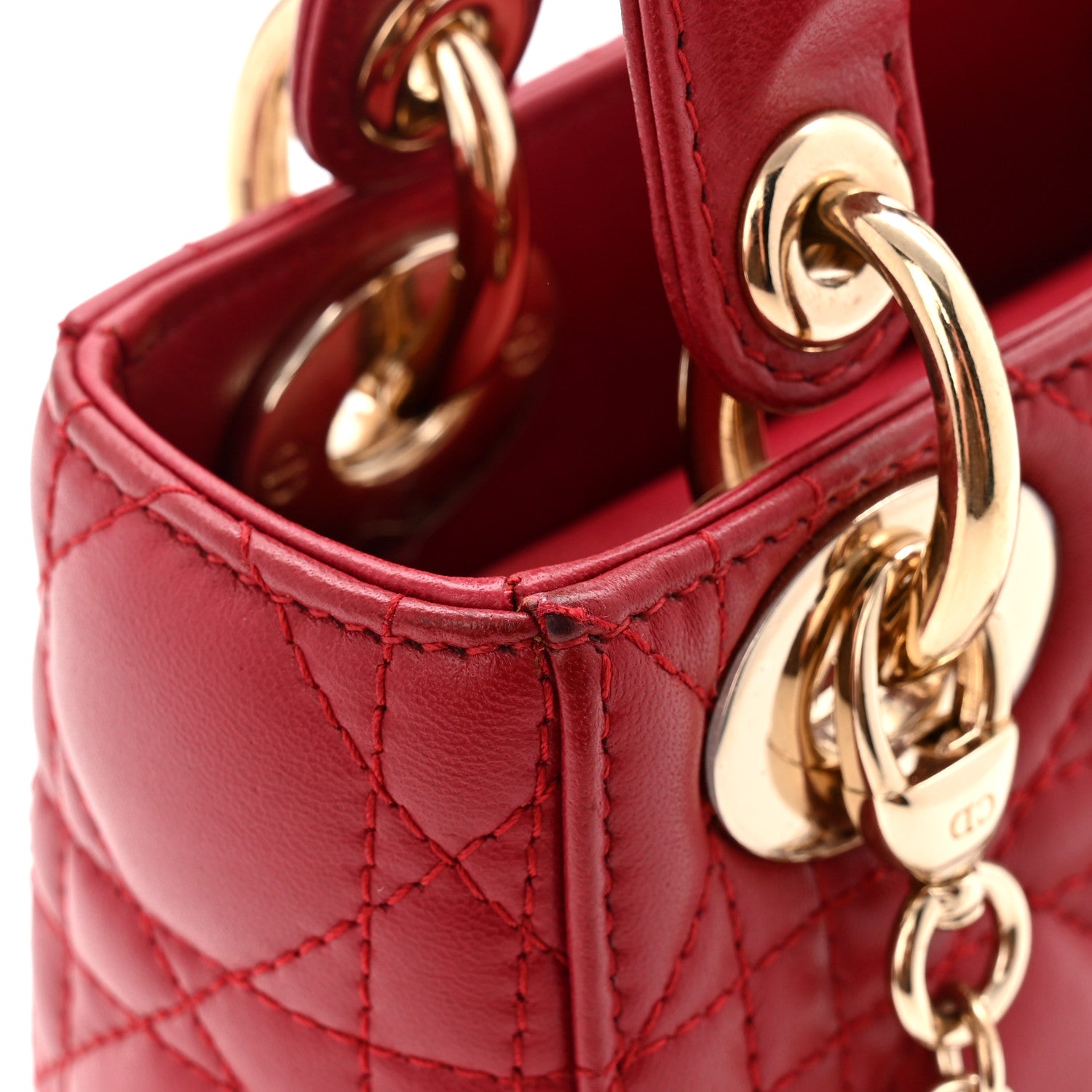 Christian Dior Lambskin Cannage Mini Lady Dior Red 11 of 11