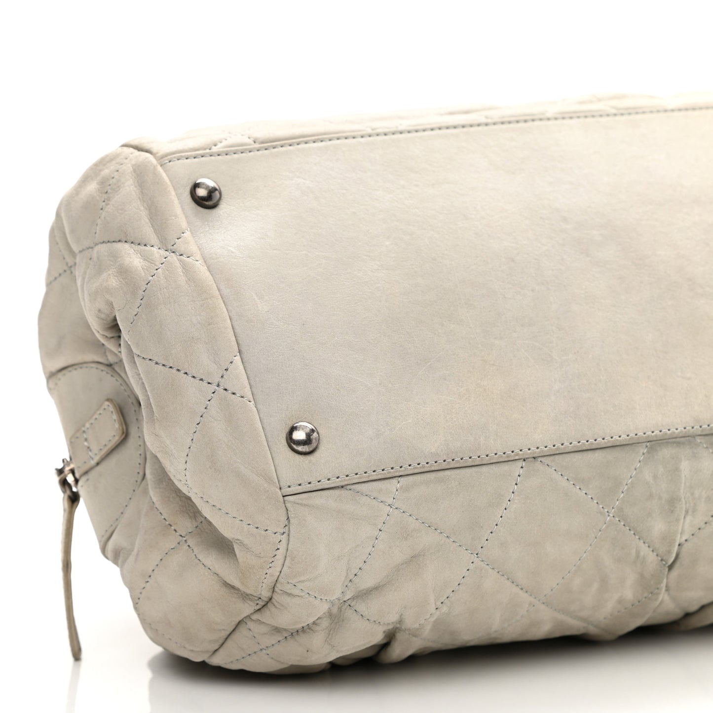 Iridescent Calfskin Chic Quilt Bowling Bag Grey