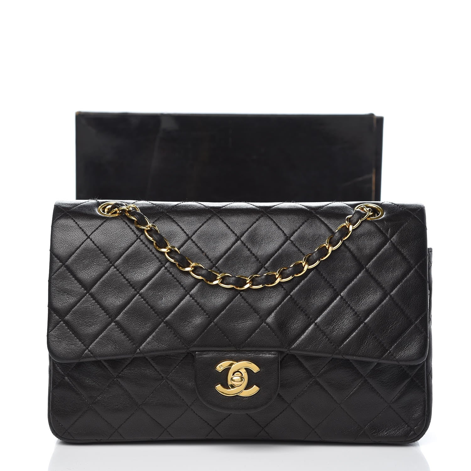 Chanel Lambskin Quilted Medium Double Flap Black 10 of 12