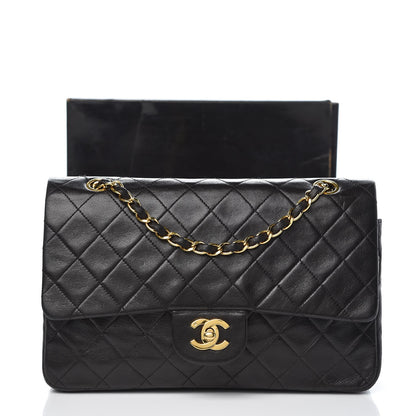 Chanel Lambskin Quilted Medium Double Flap Black 10 of 12