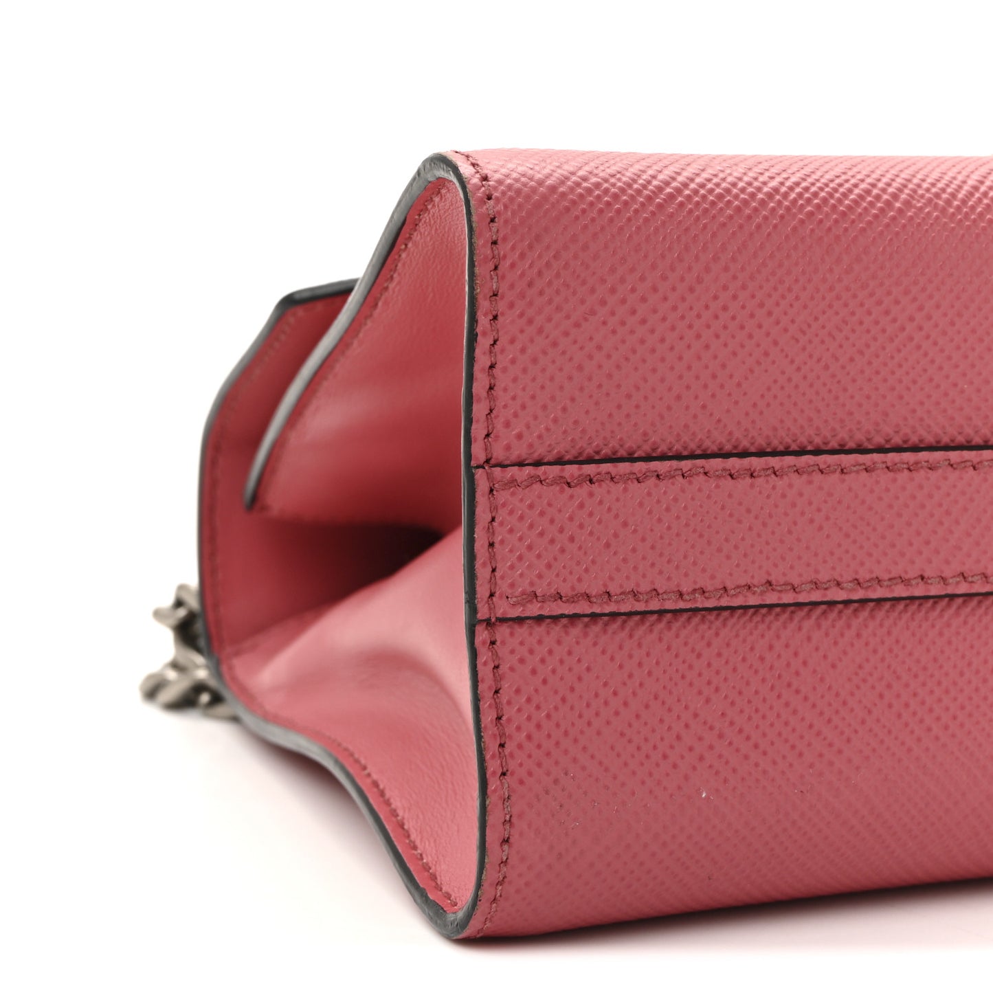 Saffiano Cuir Calfskin Monochrome Envelope Flap Chain Shoulder Bag Bruyere