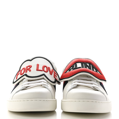 Gucci Calfskin Ayers Web Blind for Love Embroidered Mens Ace Sneakers 10 White 2 of 8