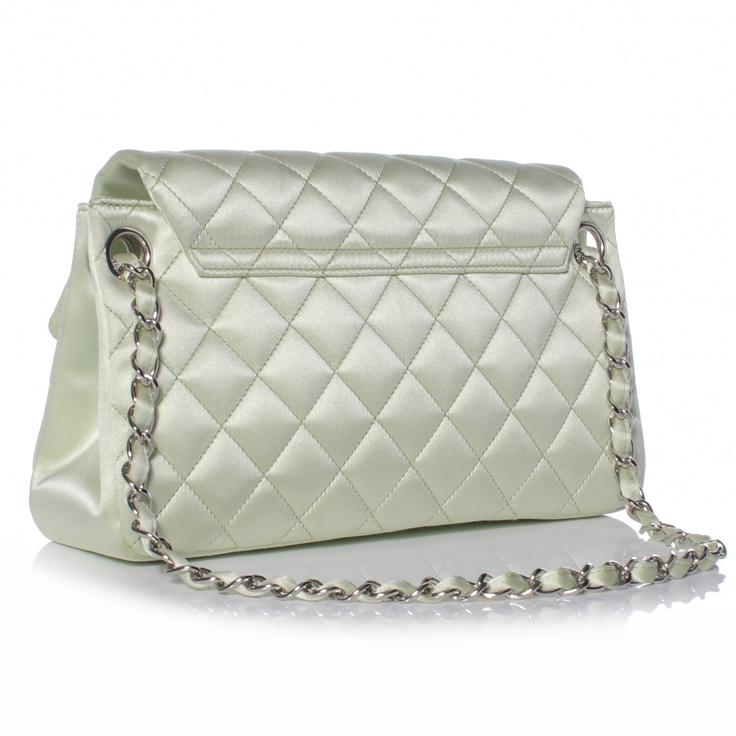 Satin Quilted Medium Flap Mint Green