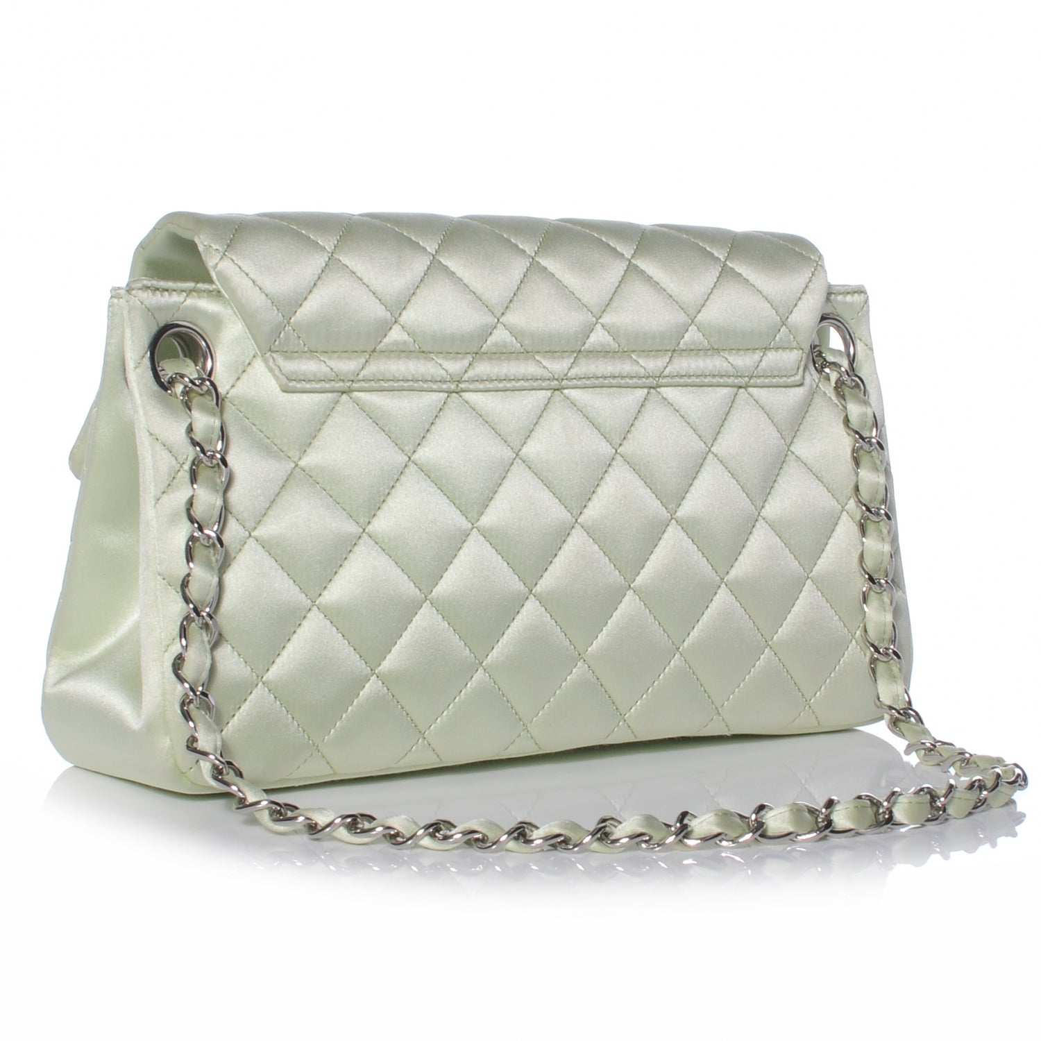 Chanel Satin Quilted Medium Flap Mint Green 3 of 9