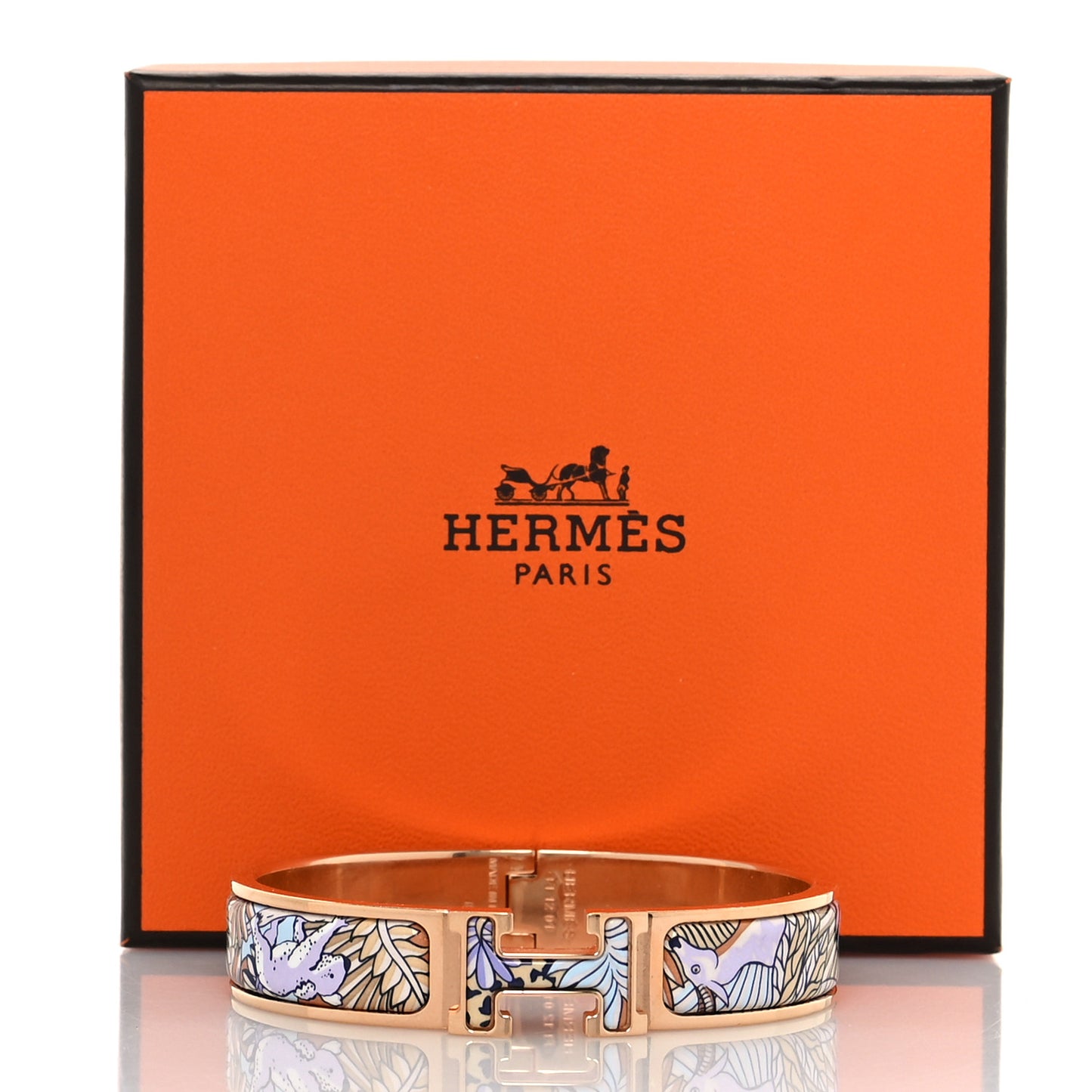 Enamel Narrow Print Animaux Camoufles Clic Clac H Bracelet PM Lilas