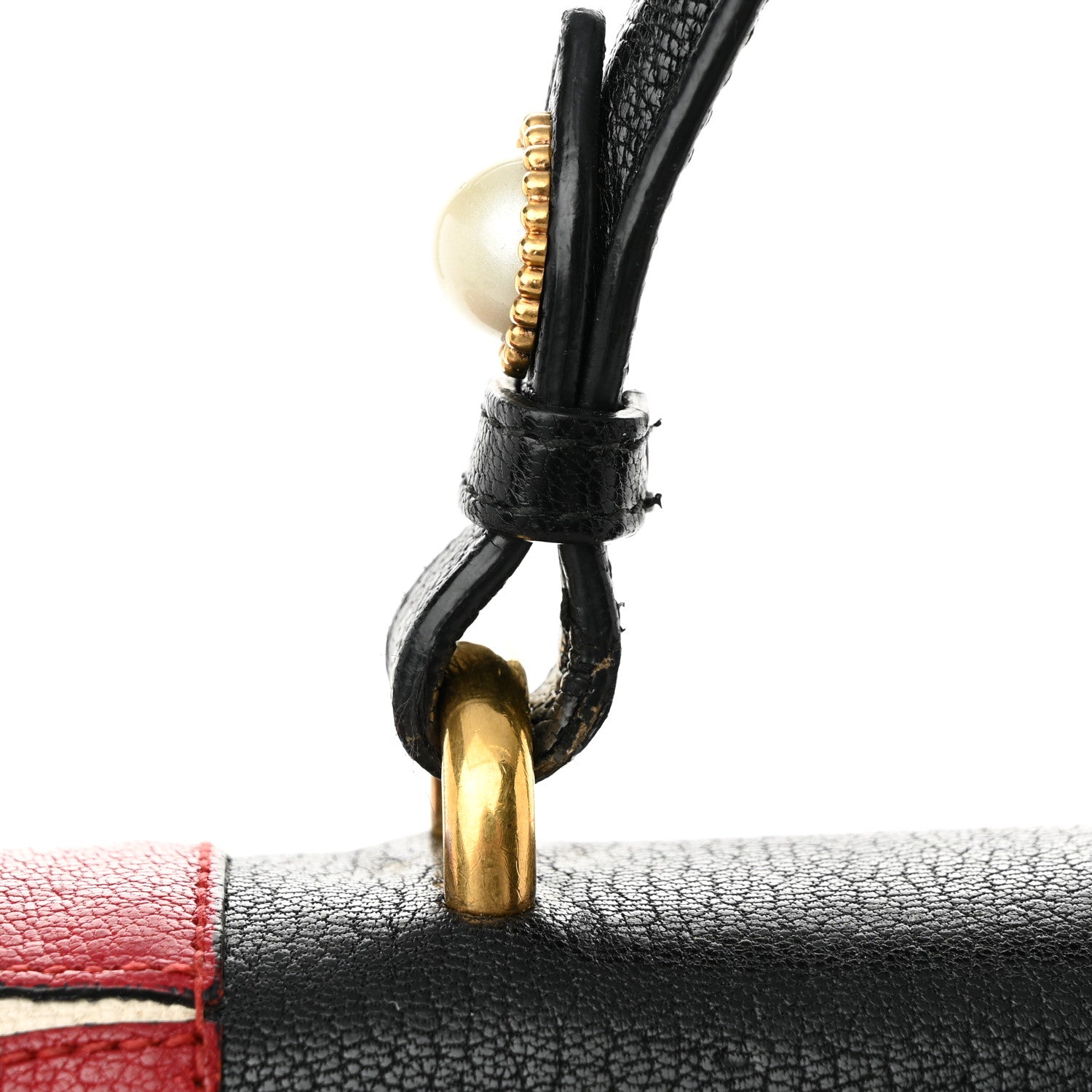Gucci GG Supreme Monogram Goatskin Pearl Embroidered Medium Fox Broche Top Handle Bag Beige Ebony Black Hibiscus Red Mystic White 15 of 17