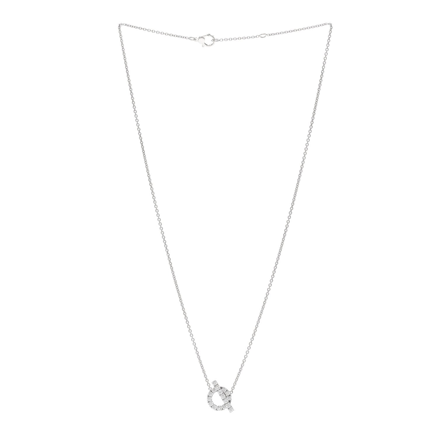 Hermes 18K White Gold Diamond Finesse Pendant Necklace 3 of 6