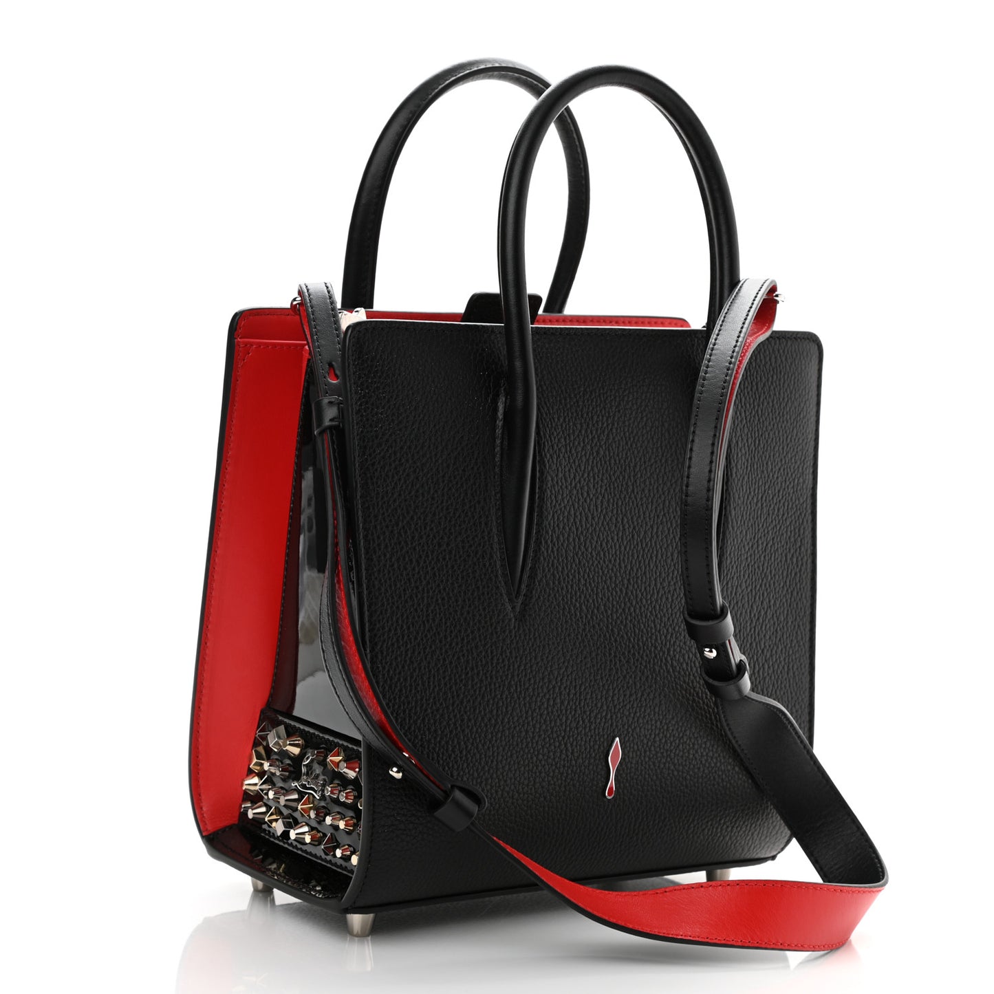 Calfskin Beaded Loubitag Small Paloma Black