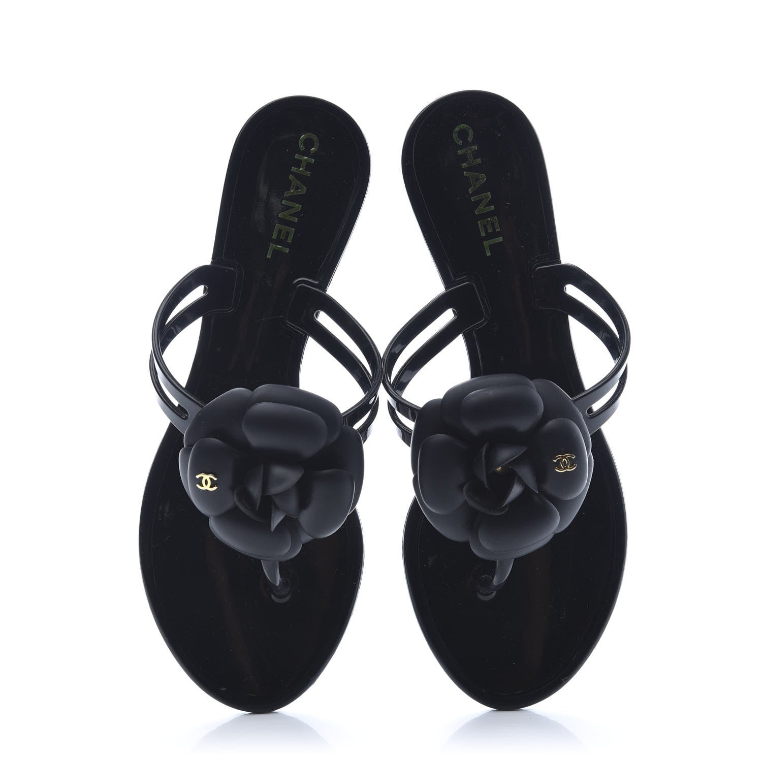 Chanel Jelly Quilted Camellia Thong Sandals 36 Black 5 of 8