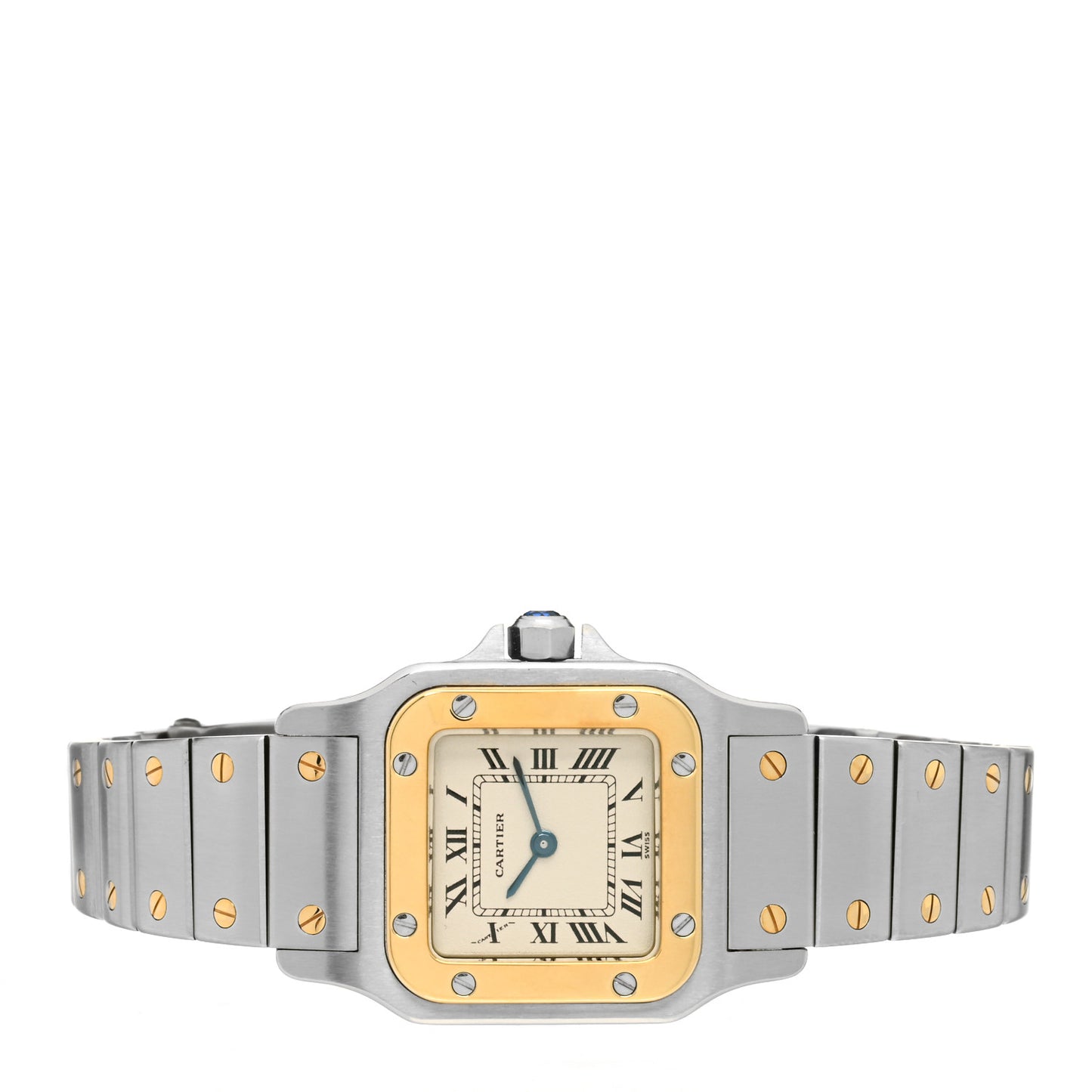 Stainless Steel 18K Yellow Gold 24mm Santos De Cartier Galbee Quartz Watch