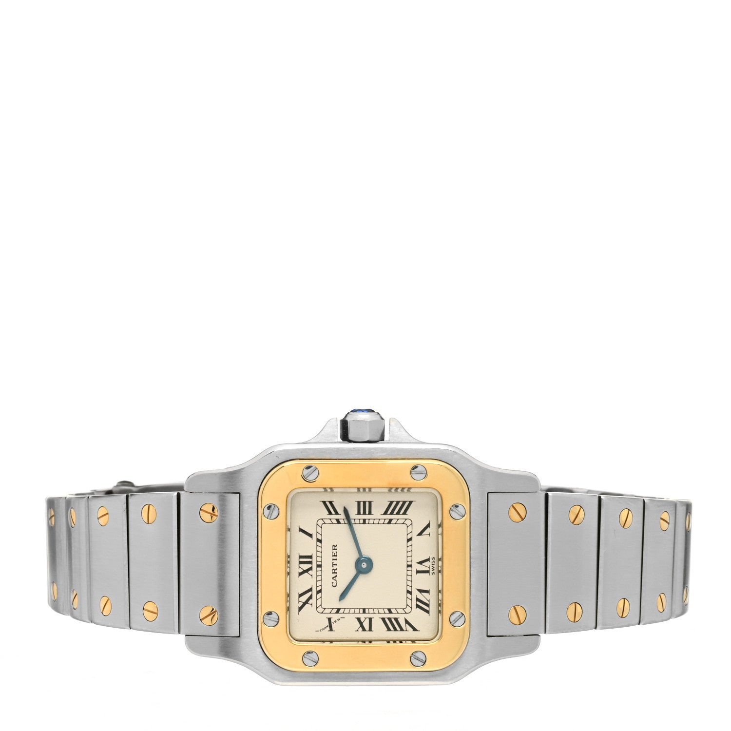 Cartier Stainless Steel 18K Yellow Gold 24mm Santos De Cartier Galbee Quartz Watch 2 of 5