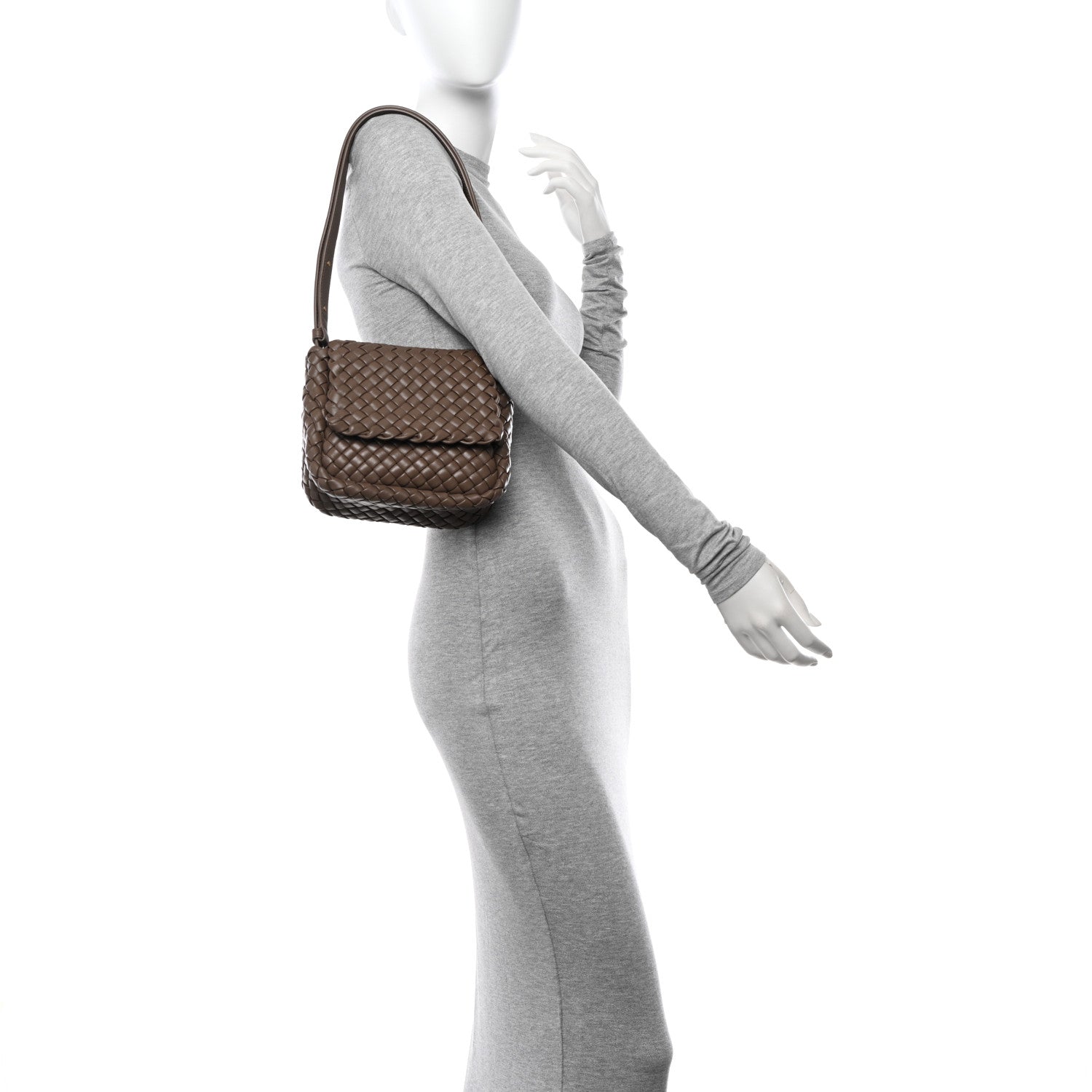 Bottega Veneta Nappa Intreccio Mini Cobble Shoulder Bag Taupe Grey 2 of 9