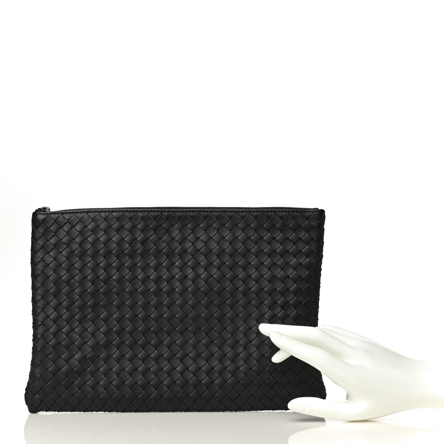 Bottega Veneta Nappa Intrecciato Large Flat Zip Biletto Pouch Black 2 of 13