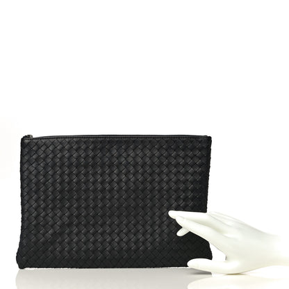 Bottega Veneta Nappa Intrecciato Large Flat Zip Biletto Pouch Black 2 of 13