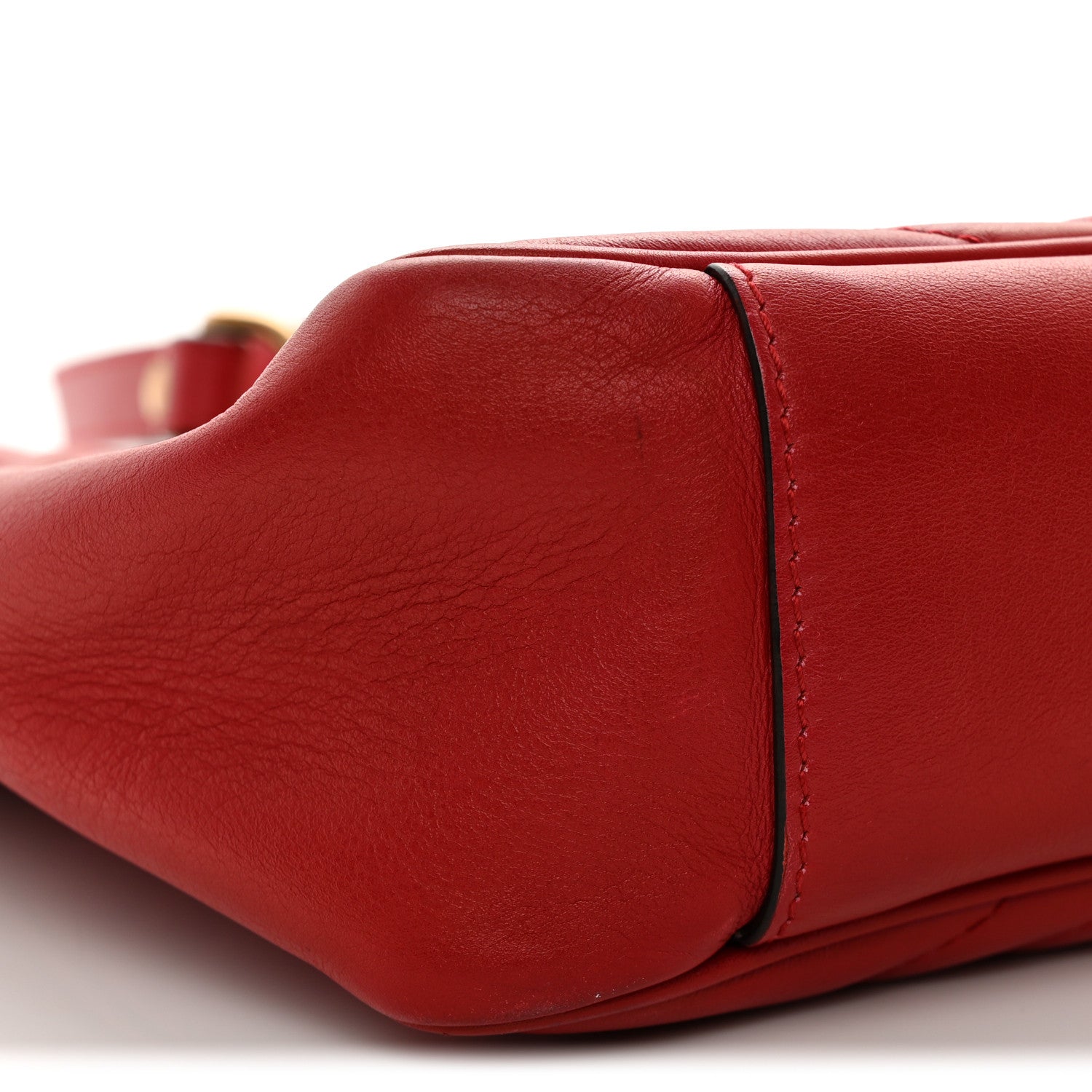 Gucci Calfskin Matelasse Medium GG Marmont Open Top Shoulder Bag Hibiscus Red 9 of 10