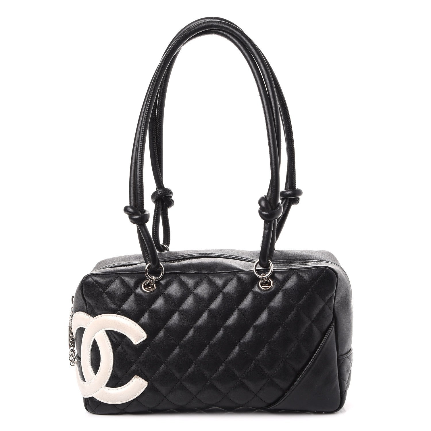 Chanel Calfskin Quilted Large Cambon Bowler Black White 1 of 15
