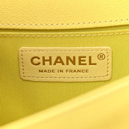 Chanel Caviar Chevron Quilted Small Boy Flap Yellow 6 of 11