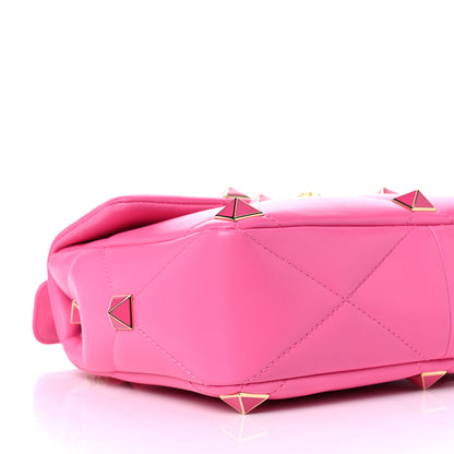 Valentino Garavani Nappa Enamel Large Roman Stud Shoulder Bag Feminine Pink 7 of 9
